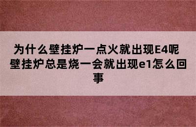 为什么壁挂炉一点火就出现E4呢 壁挂炉总是烧一会就出现e1怎么回事